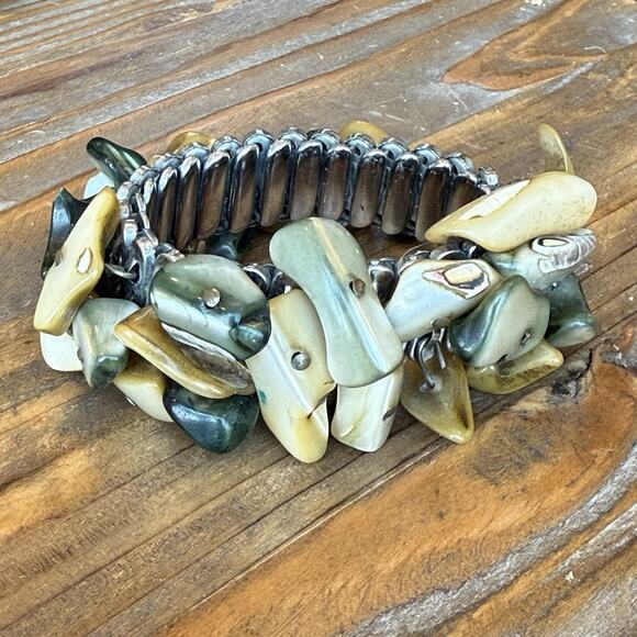 Japan Mixed Color Shell Bead Cha-Cha Expansion Bracelet - READ - Picture 3 of 7